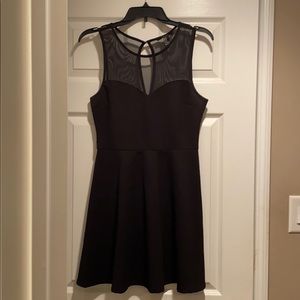 Black illusion neck Tank Dress
